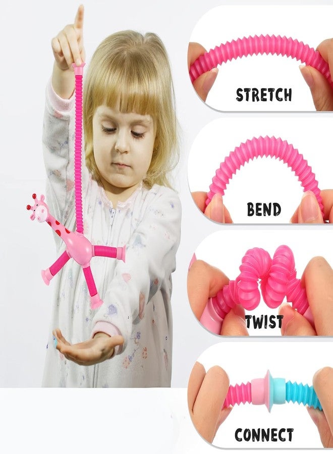 Kidology LED Telescopic Suction Cup Giraffe Toy Set of 1, Shape Changing Telescopic Tube Fidget Toys, Pop Tubes, Fidget Tubes Sensory Toys for Girls Boys Multicolor - Image 3